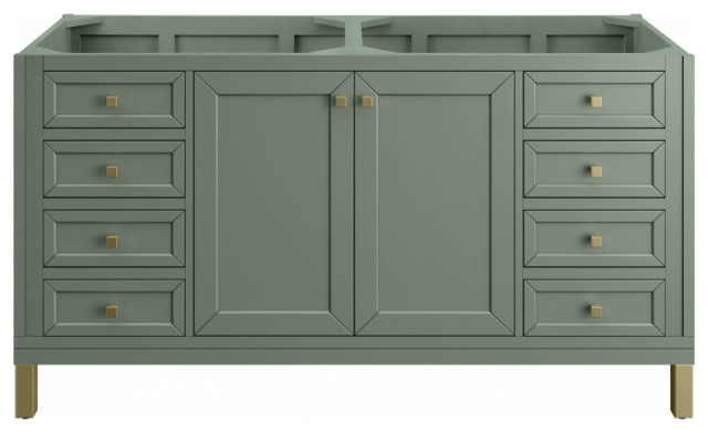 60 Inch Modern Farmhouse Green Double Sink Bathroom Vanity Quartz ...