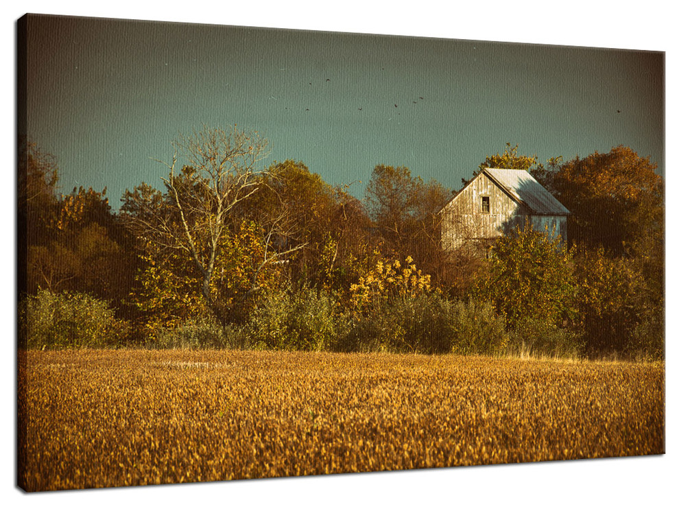 Canvas Wall Decor: Abandoned Barn - Aged Rural Landscape Photo, 24" X 36"