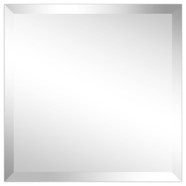 Frameless Beveled Prism Square Wall Mirror, 1" Beveled Edge, 24"x24
