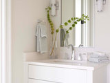 Transitional Powder Room by Frusterio Design, Inc.