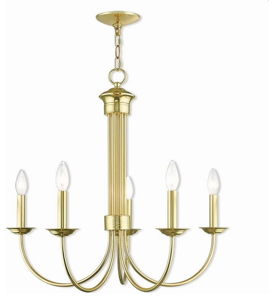 Farmhouse Five Light Chandelier-Polished Brass Finish - Chandelier ...