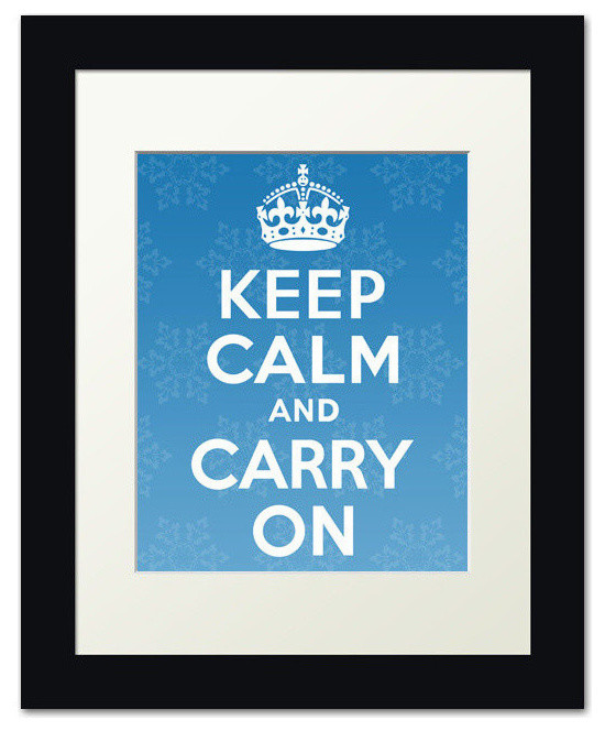 Keep Calm And Carry On, framed print (snowflakes)