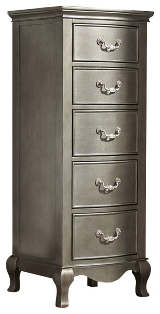 Rosebery Kids 5 Drawer Tall Chest In Antique Silver Traditional