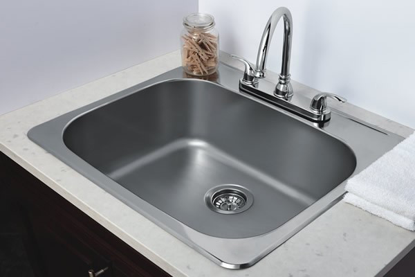 25-in. W Chrome Laundry Sink With Stainless Steel Finish And 18 Gauge