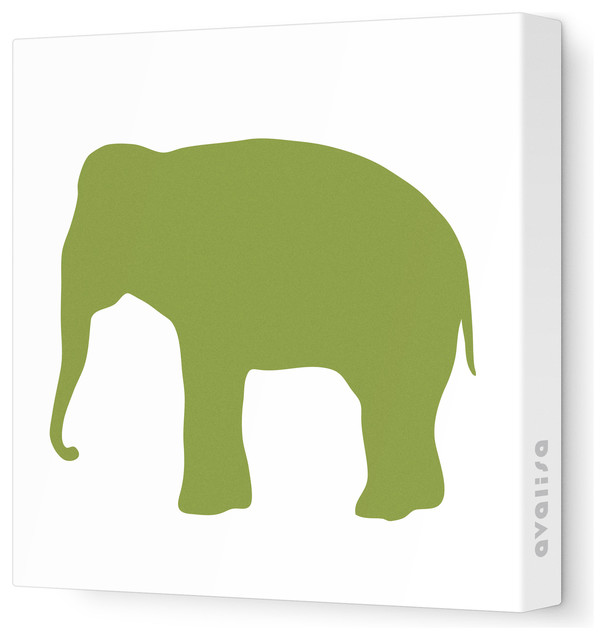 Elephant Silhouette Stretched Wall Art, Grass, 28"x28"