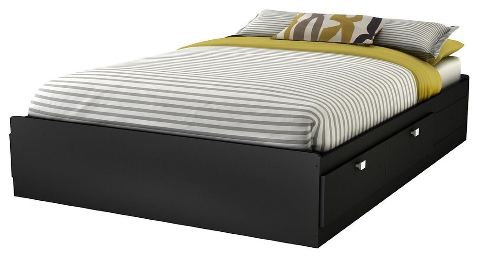 Full size Modern Platform Bed Frame with 4 Storage Drawers in 