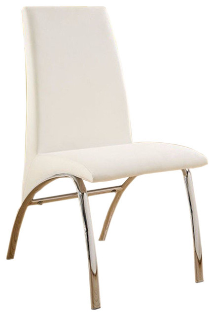 Glenview Contemporary Side Chairs-Steel Tube, White, Set of 2
