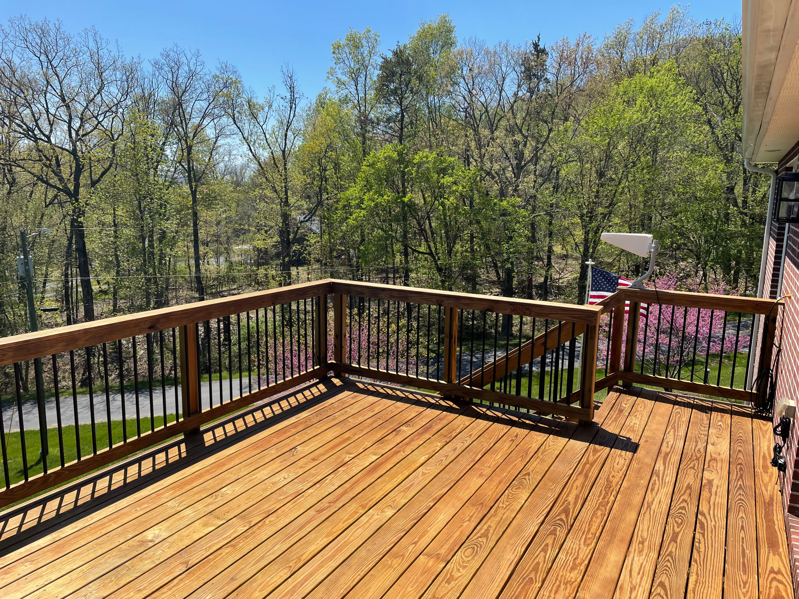 Deck stain and gutters power wash