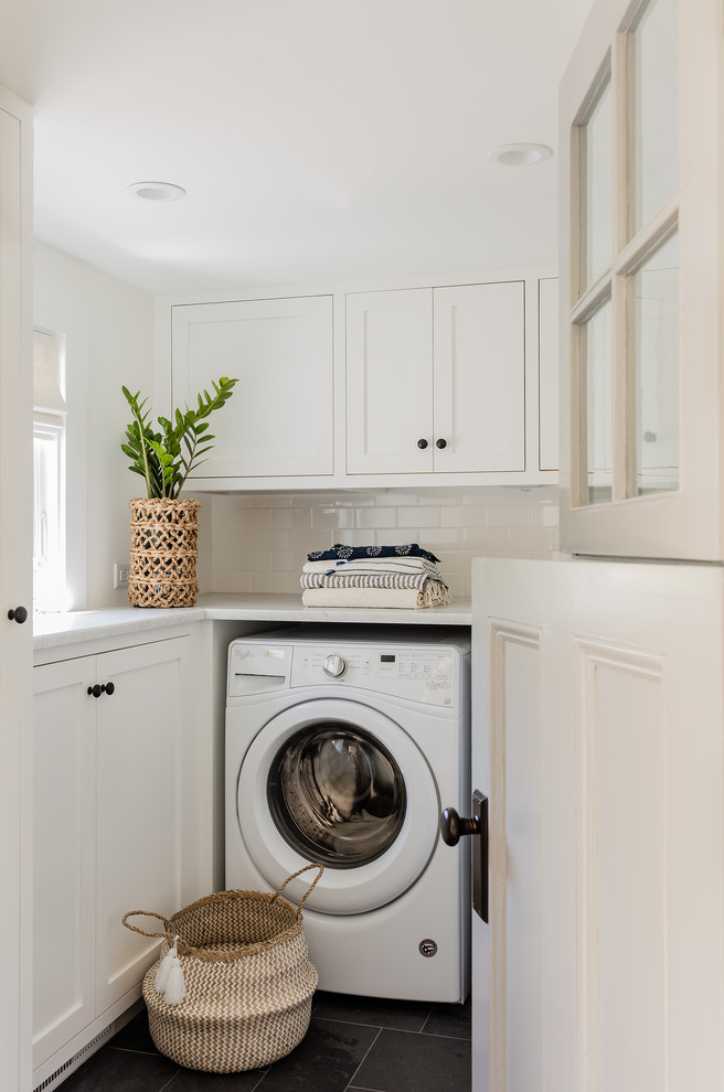 Inspiration for a beach style laundry room in Boston.