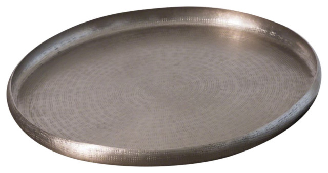 Luxe Round Embossed Metal Decorative, 24 Round Serving Tray