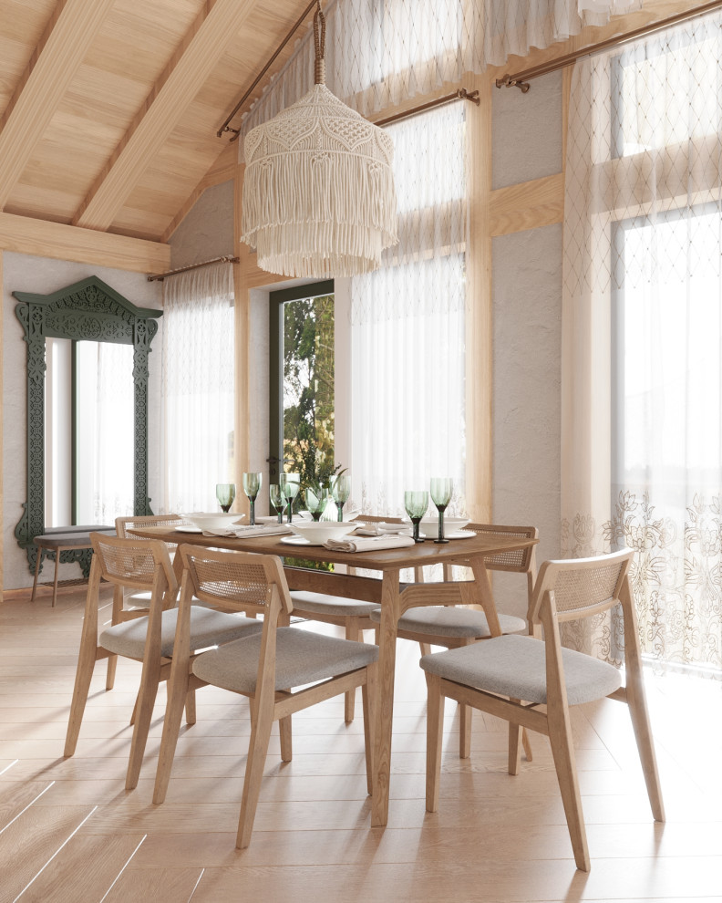 Визуализация кухни-гостиной для дома в стиле Фахверк в гостиничном комплексе