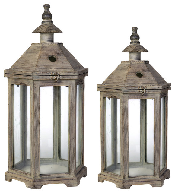 Wooden Lantern, Set of 2