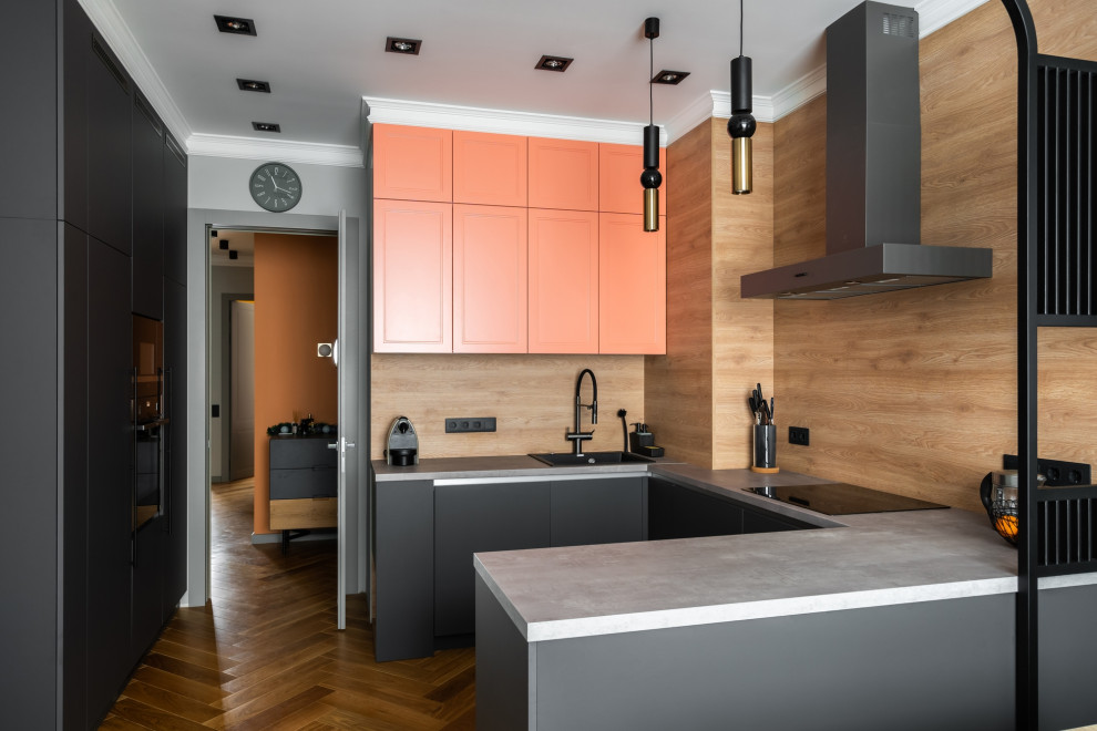 Небанальный лососевый в сочетании с серым