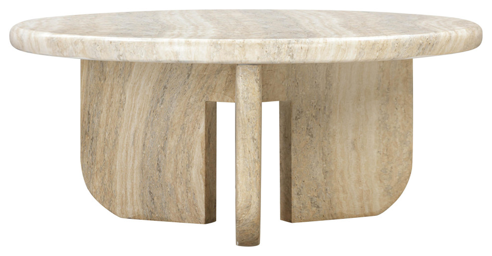 Patrizia Concrete Round Coffee Table Travertine Contemporary