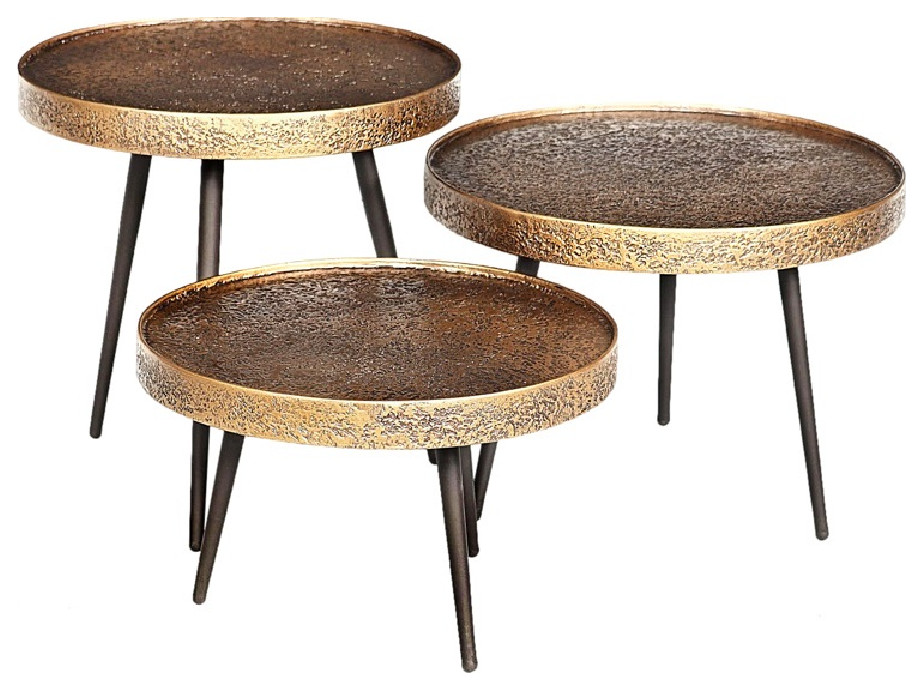 Rustic Gold Coffee Table Set (3) OROA Luton Midcentury Coffee