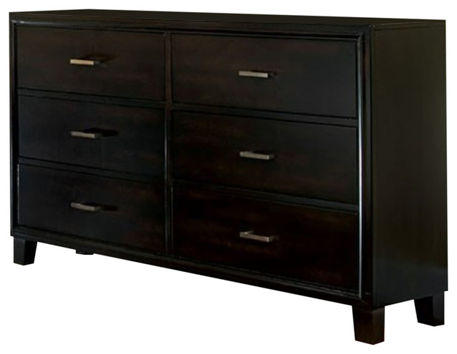 6 Drawer Contemporary Dresser, Espresso Brown - Transitional - Dressers - by Benzara, Woodland ...