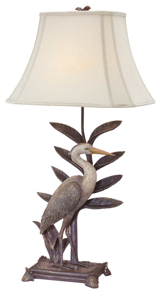 Seahaven Heron Table Lamp, Antique Bronze Beach Style Table Lamps