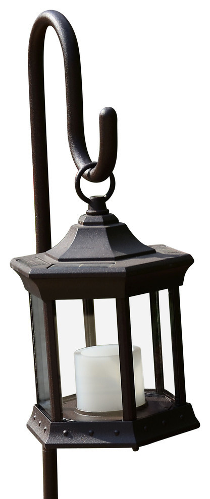 Solar Lantern With Shepherds Hook, Clear Glass