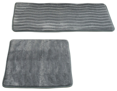 Lavish Home 2 Piece Memory Foam Bath Mat Set, Platinum