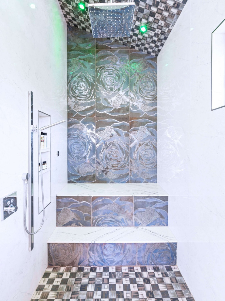 Luxury Steam Shower with Floor-to-Ceiling Feature Stone