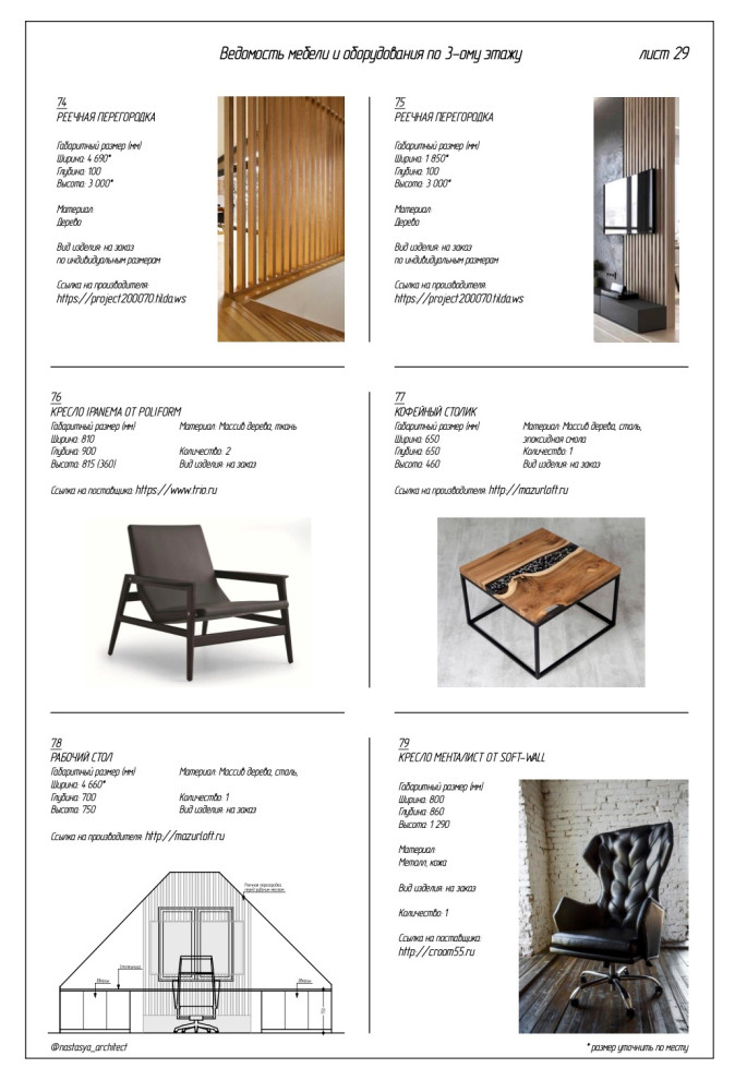 Ведомость мебели и оборудования