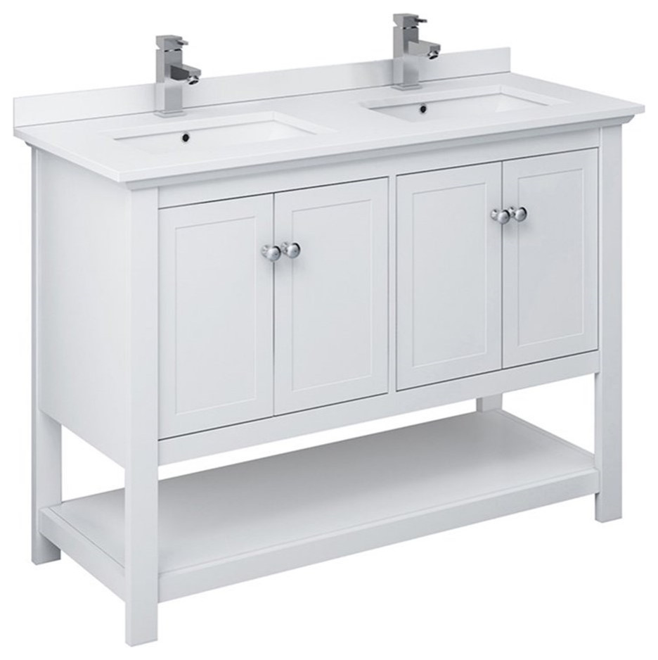 Fresca Manchester 48" Traditional Double Sinks Wood Bathroom Cabinet in ...