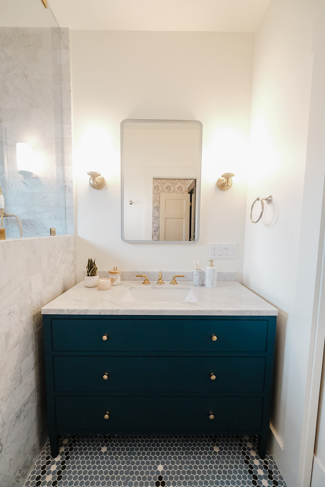 Timeless Marble & Brass Bathroom Remodel