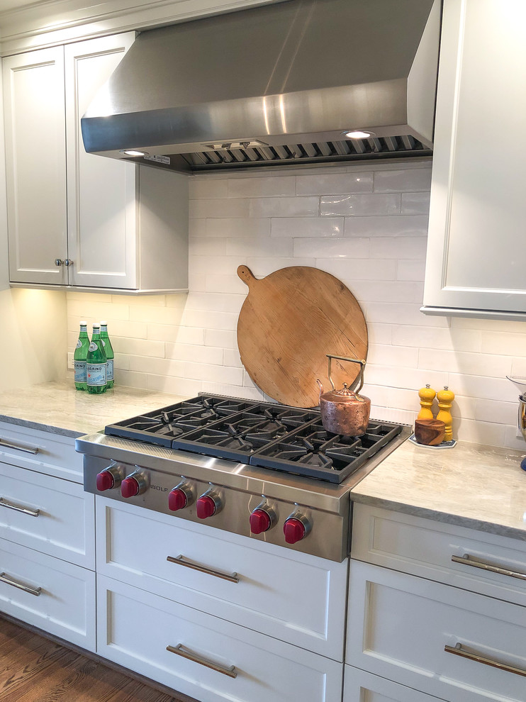 Inspiration for a transitional kitchen remodel with quartzite countertops and gray countertops