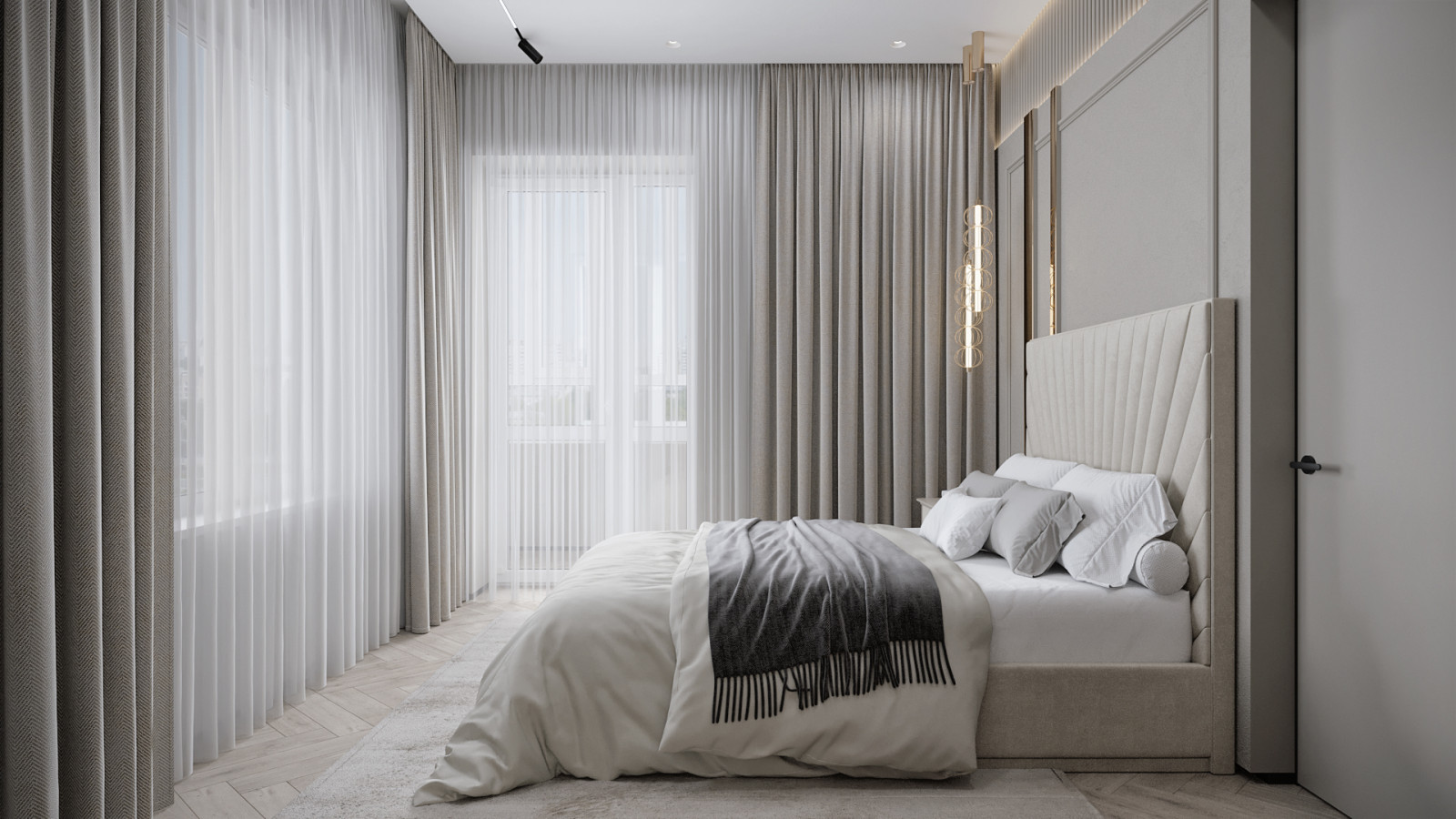 3к студия монохромный интерьер в стиле Современной классики