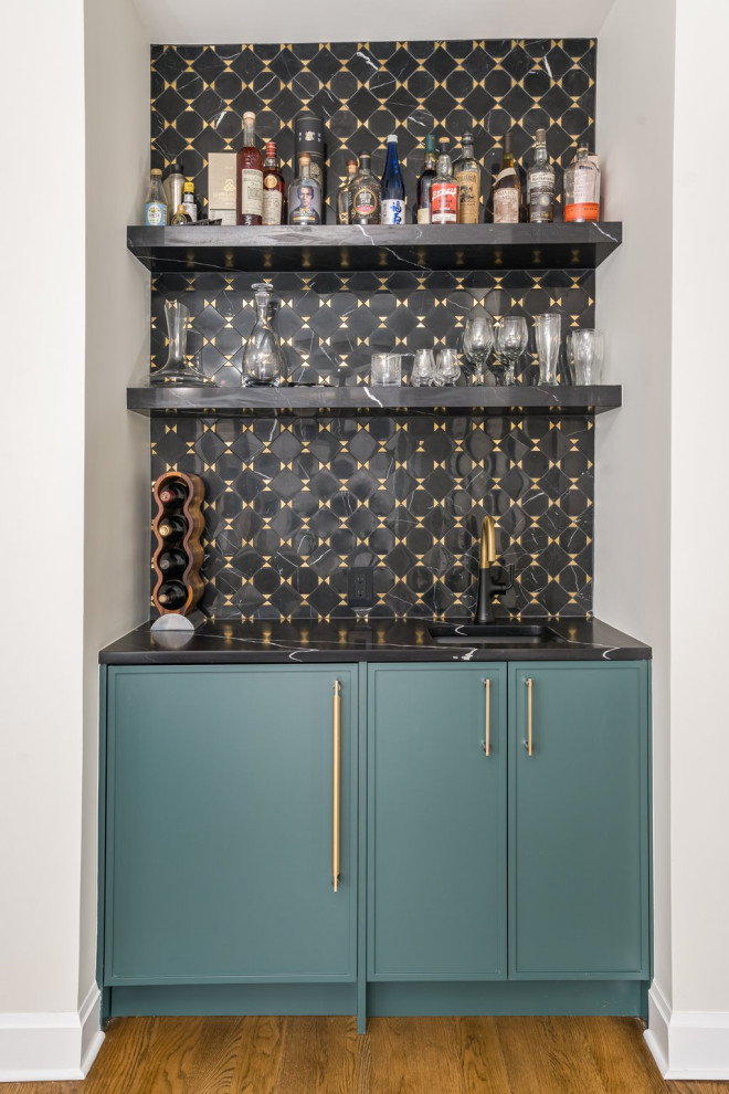 Inspiration for a transitional home bar remodel in New York