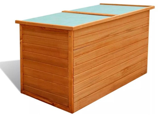 vidaXL Wooden Storage Box Chest Blanket Toy Cushion Pillow Trunk Lidded Wood - Transitional