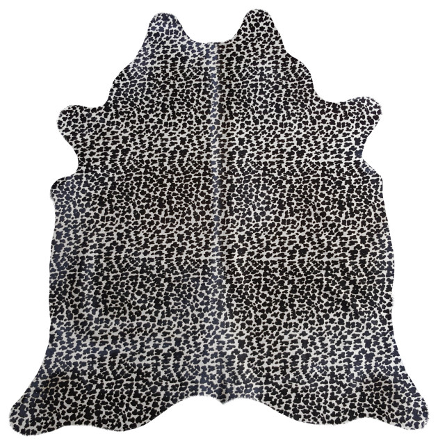 Brazilian Cowhide Rug Leopard Black Stripe on Off White