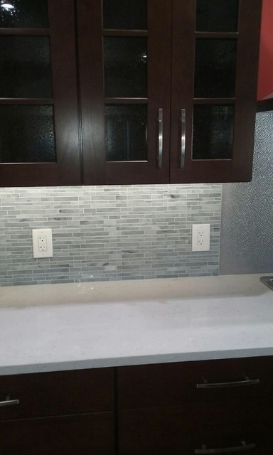 Oyster Shell Grey Handcut Stained Glass Kitchen Backsplash