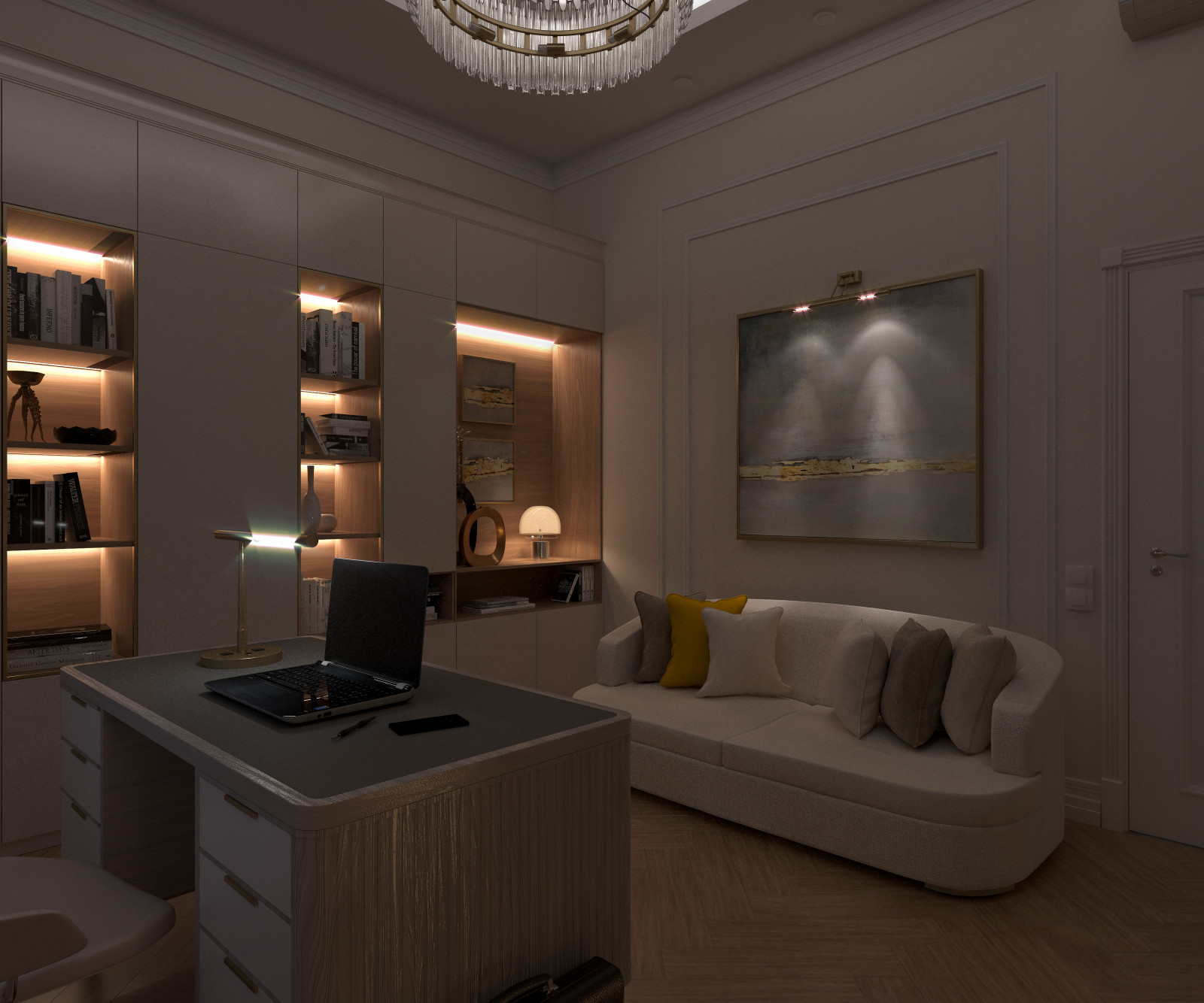 Белоснежный кабинет в загородном доме