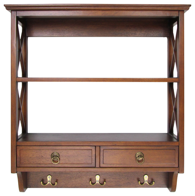 2 Drawer Display Rack Transitional And Wall Shelves