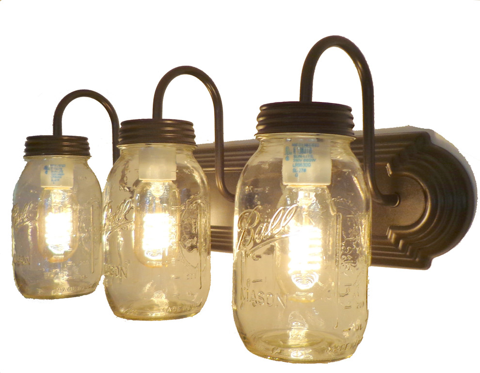 Mason Jar Vanity Light Trio of New Quarts - Eclectic - Bathroom Vanity ...