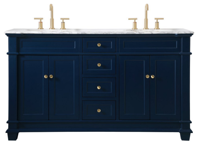 Elegant VF50060DBL 60"Double Bathroom Vanity Set, Blue