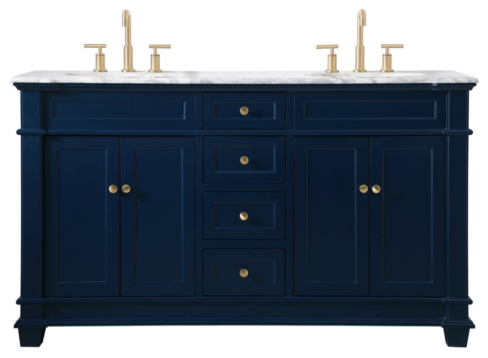 Elegant VF50060DBL 60"Double Bathroom Vanity Set, Blue