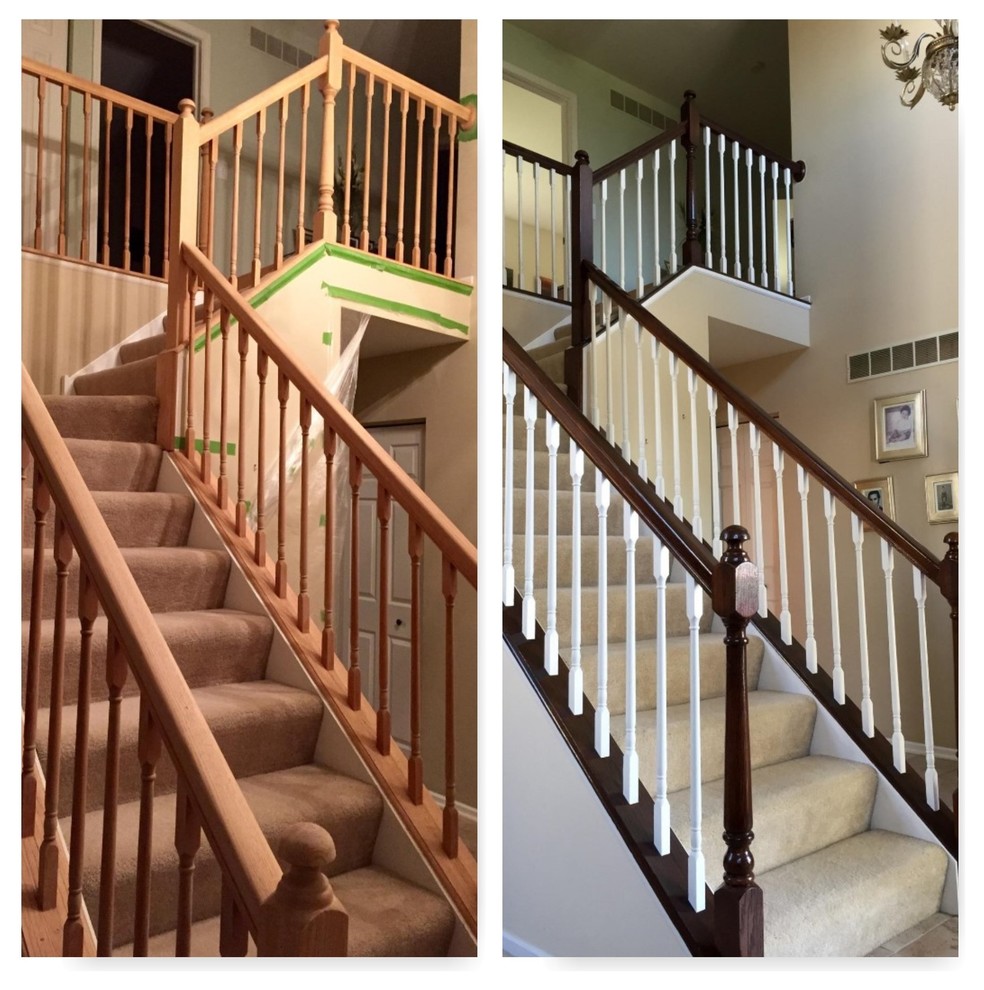 Mid-sized l-shaped staircase photo in Chicago