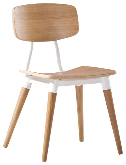 Ito Dining Chair, White Oak Veneer with White Base