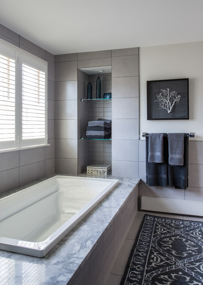Example of a transitional bathroom design in Boston