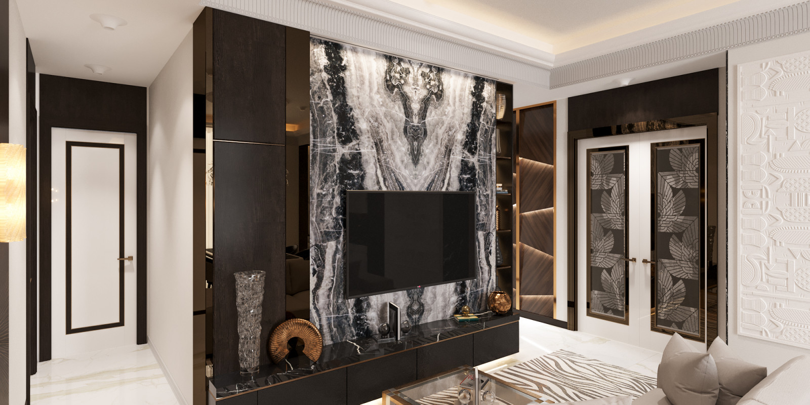 Трехкомнатная квартира в сдержанном Ар-Деко.