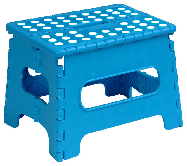 blue plastic step stool