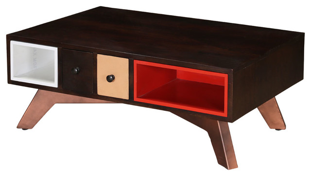 Modern Colors Mango Wood Coffee Table W Drawers Cubbies Modern Colors Mango Wood Coffee Table W Drawers Cubbies