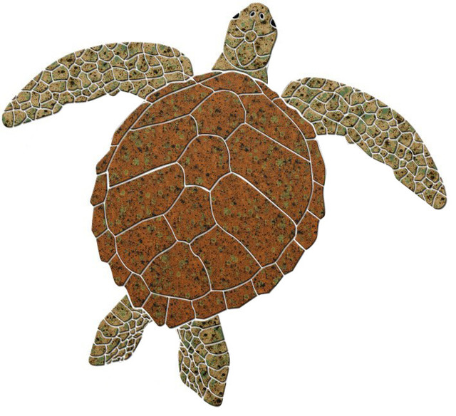 Sea Turtle 2 Ceramic Swimming Pool Mosaic 12"x11", Brown