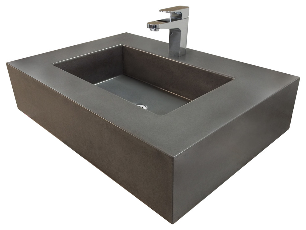 30" Floating Novo Concrete Bathroom Sink Industrial Bathroom Sinks