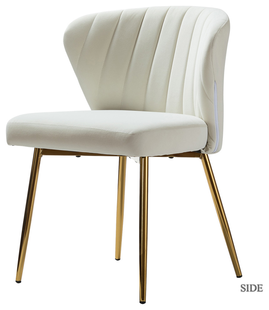 Luna Contemporary Side Chair With Tufted Back, Ivory