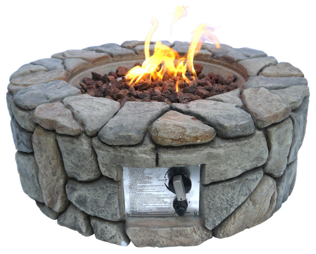 28 Outdoor Round Stone Gas Fire Pit, In Ground Gas Fire Pit Kit
