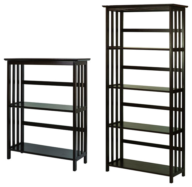 Casual Home Mission Style 3 Shelf Bookcase With 5 Casual Home Mission Style 3 Shelf Bookcase With 5 Espresso Transitional Bookcases By Virventures
