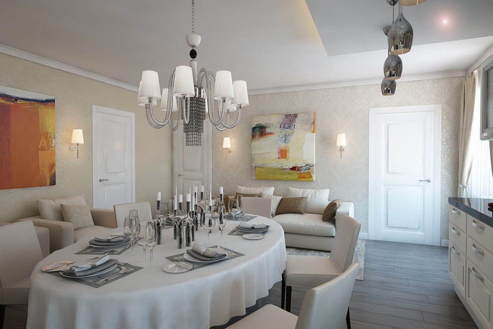 Гостиная совмещенная с кухней и столовой